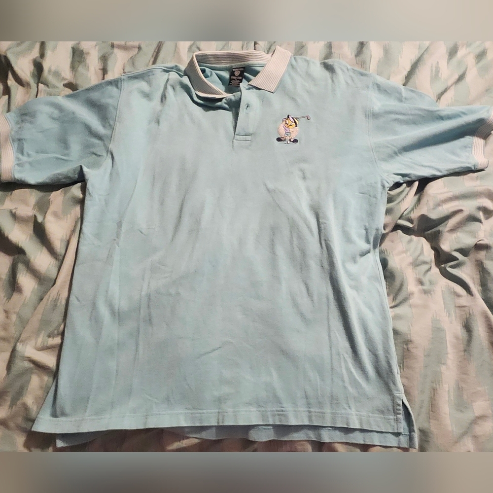 Vintage 90s Warner Bros‎ Polo Shirt Mens XL Blue  Tweety Bird Golf Golfer.